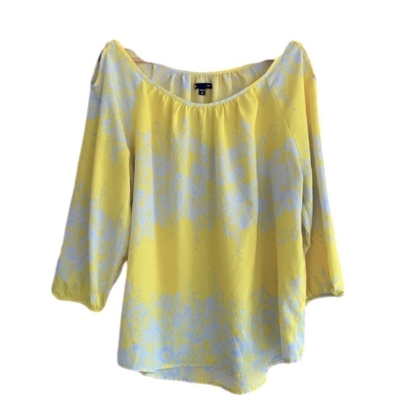 Gap Factory flowy lightweight floral 3/4 sleeve cold shoulder blouse size XL - Picture 1 of 14